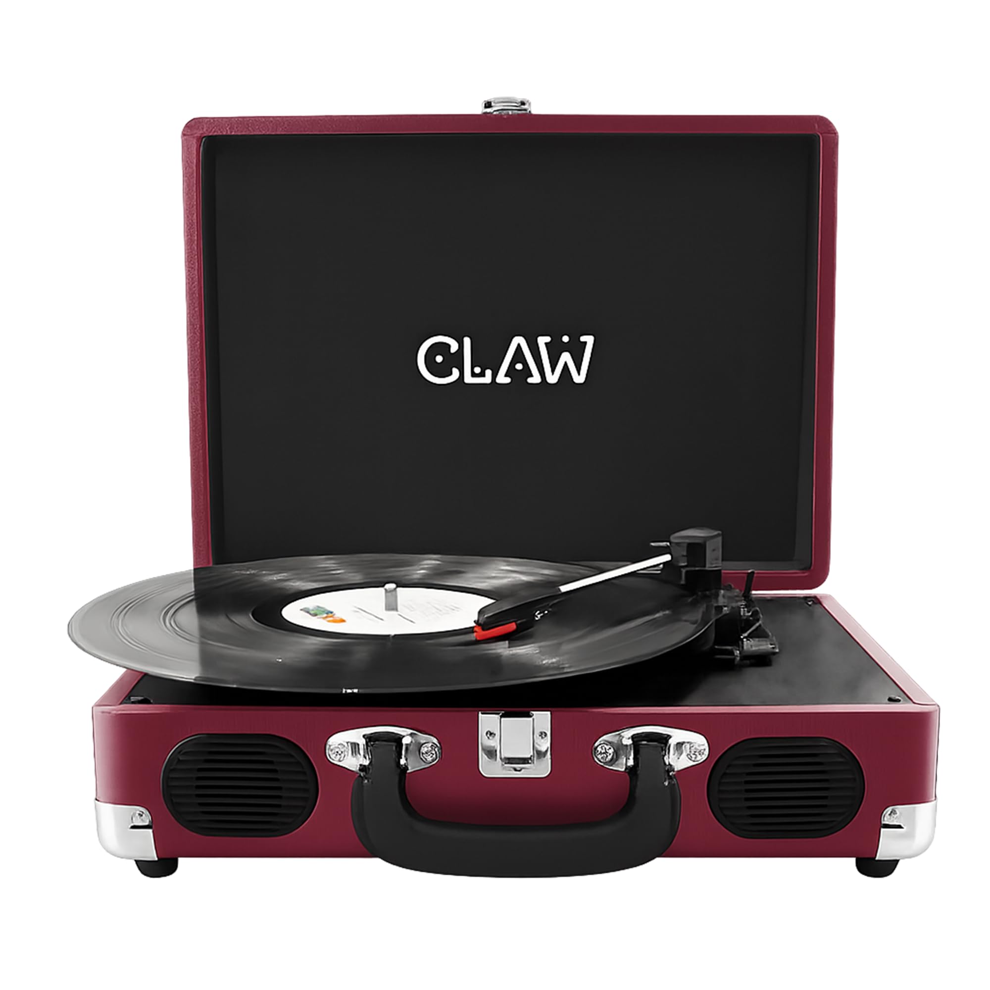 CLAW Stag Portable Pro Bluetooth Turntable | 2x5W Speakers | Wine Red | 3 Speed| RCA Out| AUX IN| Headphone Jack|Auto Stop| Volume Knob| Vintage Suitcase Design Vinyl Record Player-image-16