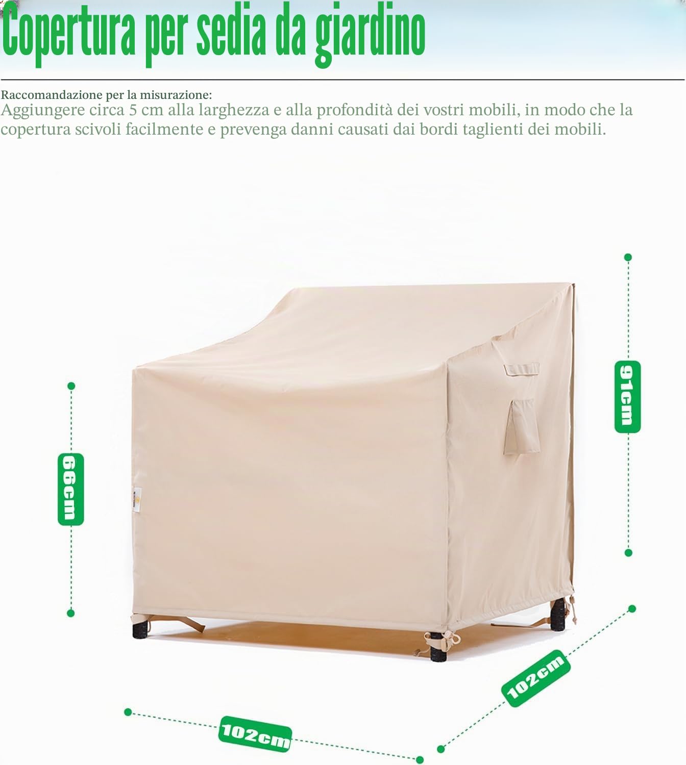 F&J Outdoors Copripoltrona da Esterno 2 Pezzi 102x102x66/91 cm Impermeabile | Formato per seduta profonda, recliner o singola relax; copre braccioli e schienale da raggi UV, polvere, pioggia e gelo
