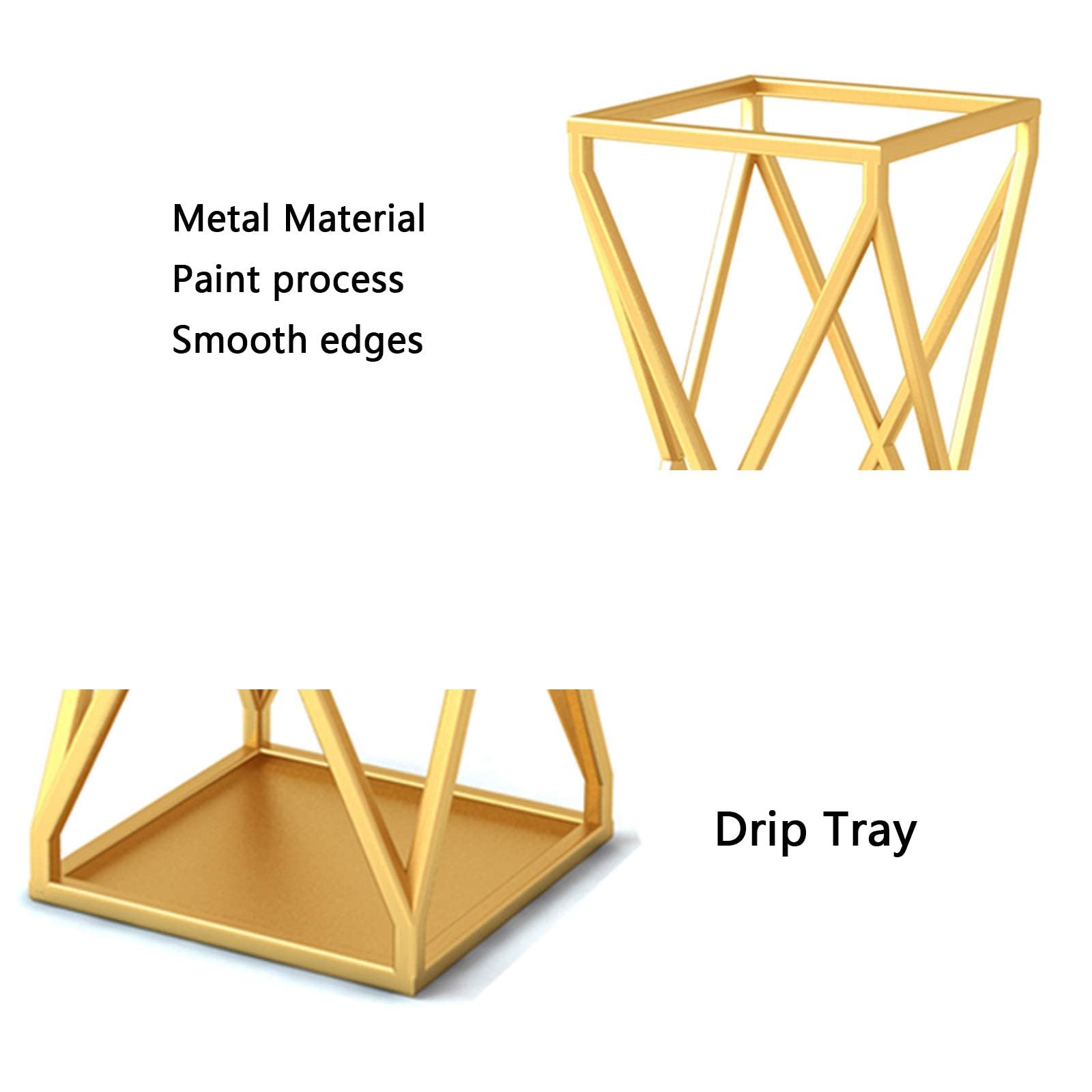 Amazon｜金属製傘立て、金色25 X 25 X 58 cm、傘立て、幾何学図形