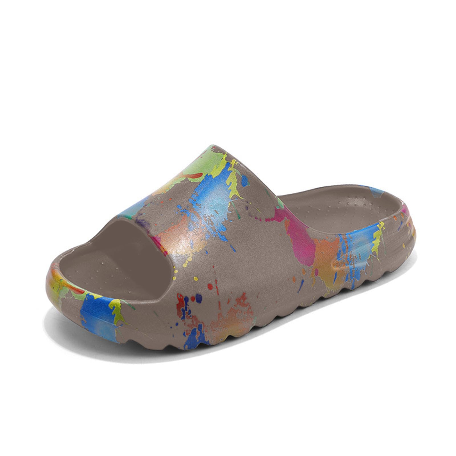 Ciabatte uomo donna motivo schizzi ciabatte piscina bagno antiscivolo sandali estivi comodi coppia slip-on da infilare, pantofole aperte ampia flangia, suola spessa - casa spiaggia