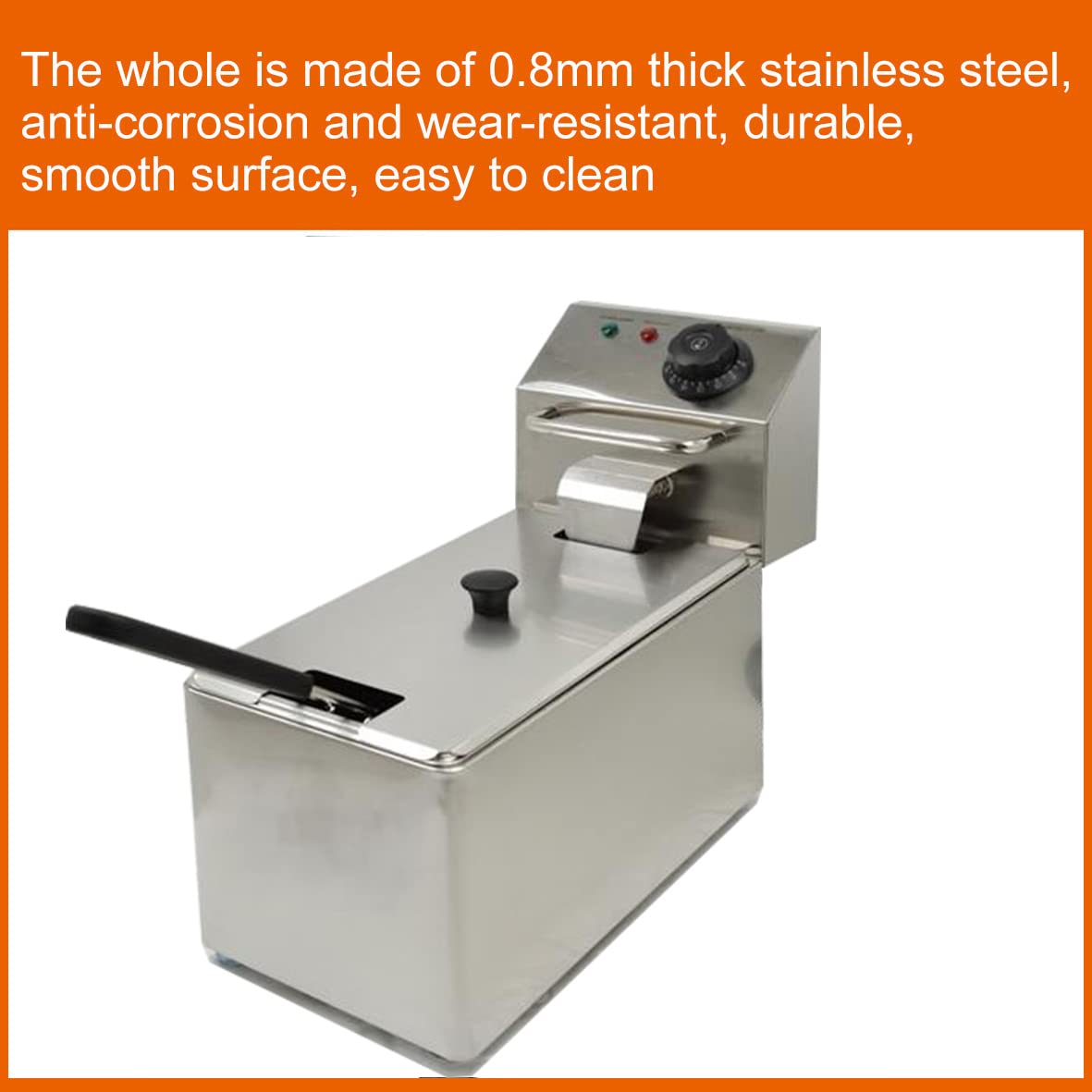 4L Benchtop Electric Deep Fryer 60°C-200°C Adjustable Temperature Control with Removable Oil Filter Basket Easy Clean 1500W Commercial Household Fryer Cookware (Fryer)