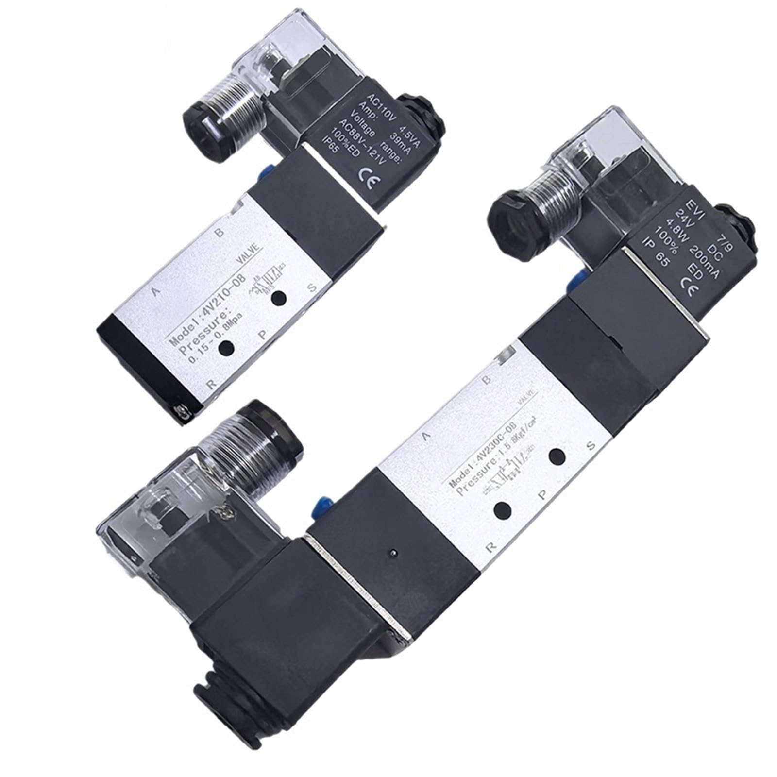 1 válvula neumática serie 4V 5/2 5/3 aire electromagnética AC220V DC24V DC12V válvulas solenoide controlador 4V210-08 4V220-08 4V330C-10 (4V210-08, AC220V)