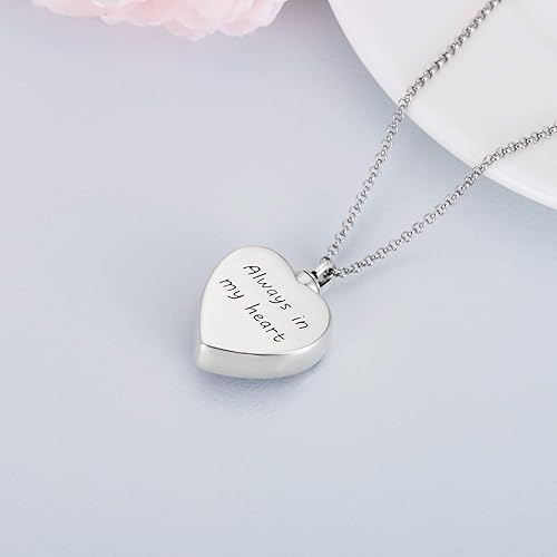 Miniatura 3 de AOBOCO Collar de urna de flor para cenizas, plata de ley, recuerdo conmemorativo, corazón, joyería de cremación para mujeres queridas