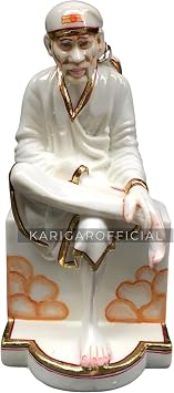 Sai baba Statue, White Marble Sai Murti, Large 9 inches Sai baba idol, The Selfless God Hindu Divine Sai baba figurine, Shirdi Sai Baba Sculpture, Sri DattaGuru Home Temple Housewarming Gifts