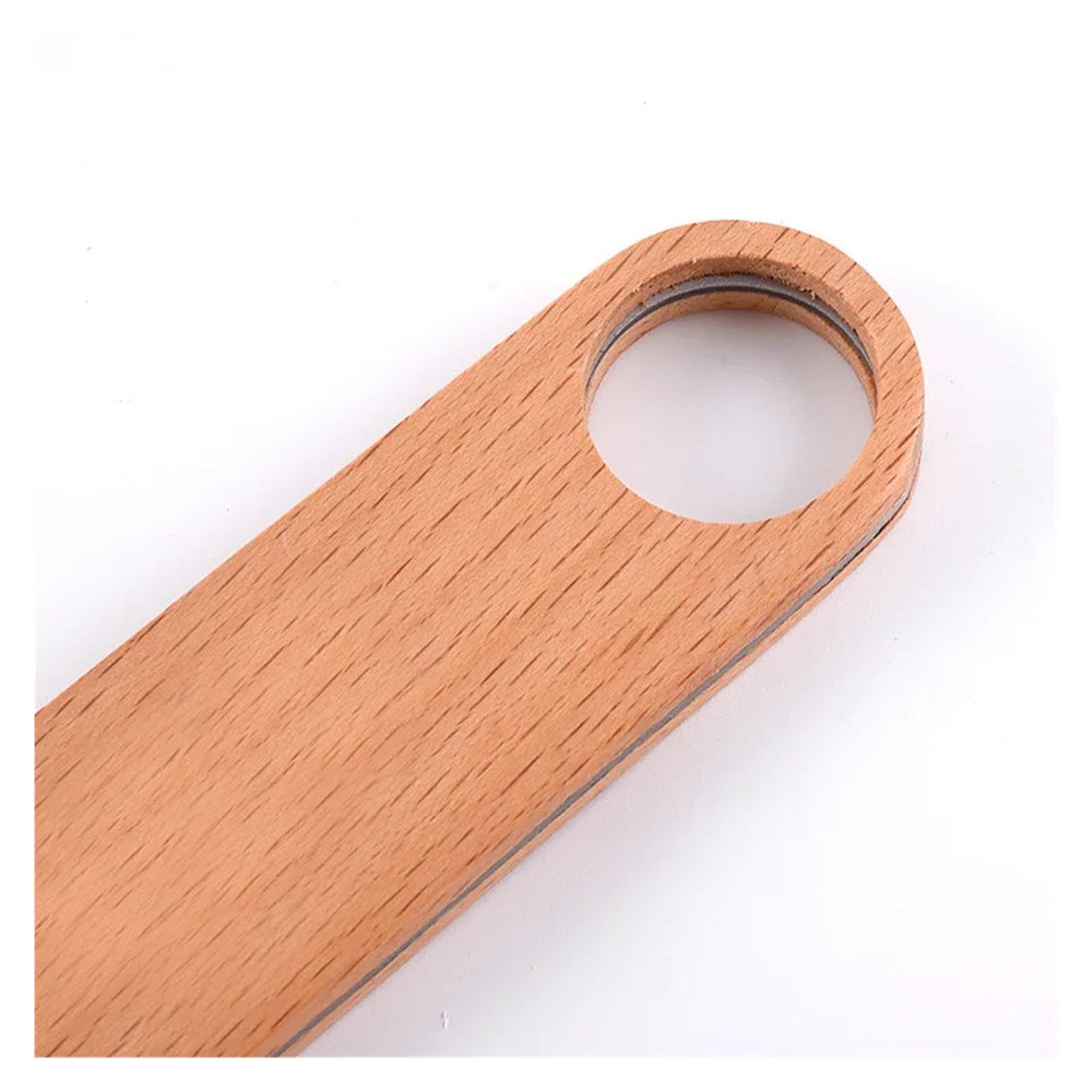 Bierflaschenöffner, flach, Holz, Edelstahl, 6 Stück