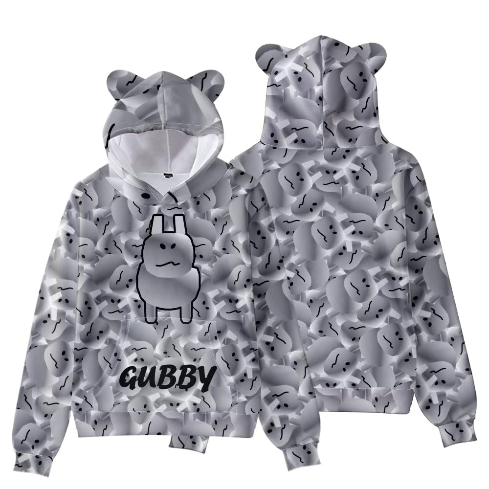 Hzsyc Boys Forsaken Gubby 3D Figure Printed Sweatshirt Kids Funny Cute Rabbit Gubby Cat's Ear Shaped Hoodie (B,13-14years)
