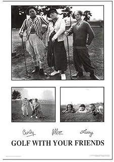 Buyartforless Golf with Your Friends - The Three Stooges 36x24 Art Print Poster Classic Comedy Humor Funny Movie Still Photographs,Black, White, Gray,SB P1224A, 24.00" x 36.00"