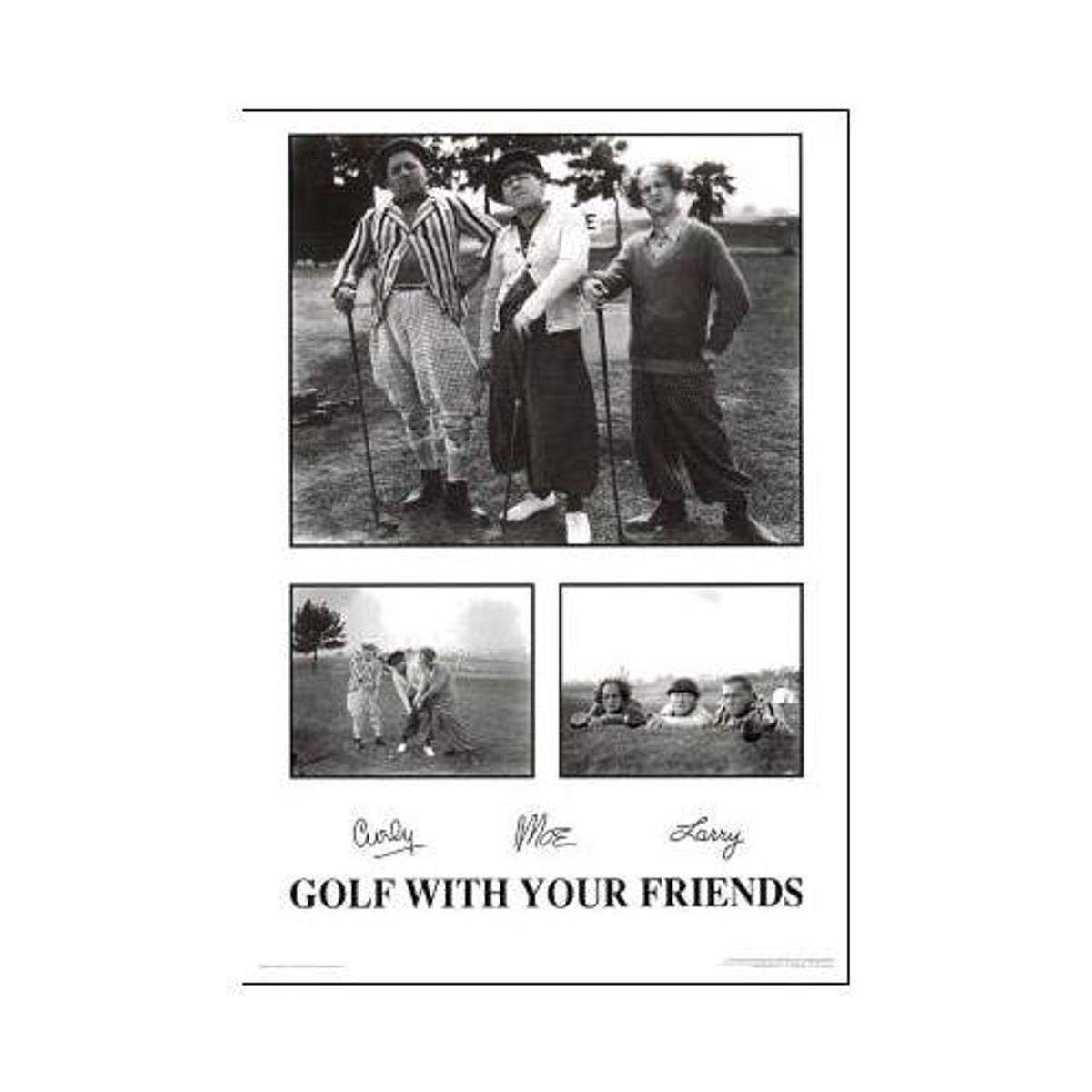 BuyartforlessGolf with your friends - The Three Stooges 36x24 Art Print Poster Classic Comedy Humor Funny Movie Still Photographs Black and White