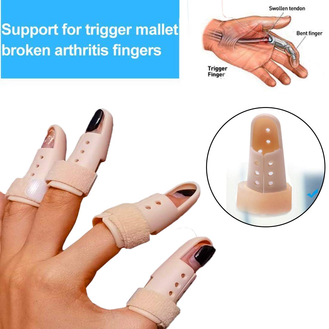 5 Pieces Platsic Finger Splint Support for Fingers, Finger Brace Finger Stabilizer for Broken Fingers Straightening Arthritis Knuckle Immobilization