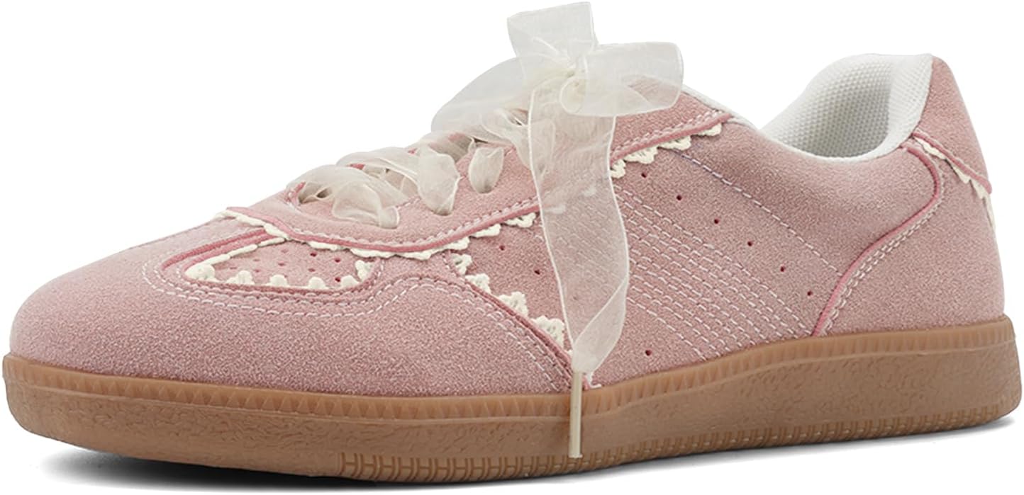 UBWDU Lace Fashion Ballet Sneakers for Women – Trendy Cute Crochet Ribbon Lace-Up Casual Spring Shoes - Image 8