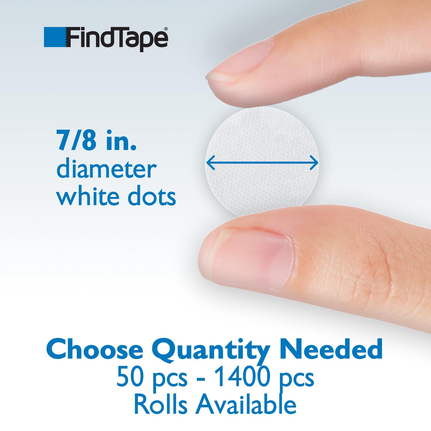 FindTape Pastilles auto-adhésives auto-agrippantes de 7/8 po de diamètre: 900 per roll/Hook-Side Seulement (blanc) [900 pièces/rouleau]