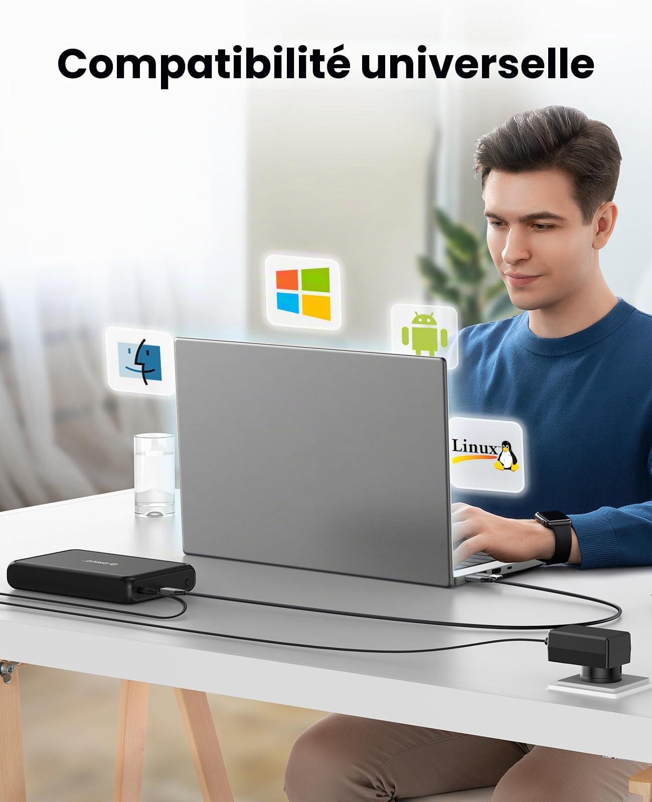 ORICO USB C Boîtier Disque Dur 3,5 Pouces Externe USB 3.0 vers SATA Disque Dur 3,5 2,5 Pouces HDD SSD Supporte UASP 5Gbps jusqu'à 20 to, Alimentation 12V / 2A Inclus (Métal + ABS-Noir-DDL35C3)
