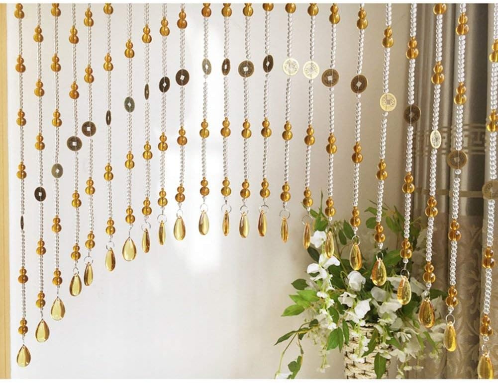 OKUOKA Curtains Bead Curtain Crystal Curtain Cut Off Hanging Curtain Gourd Living Room (Color : C, Size : 80x50cm-21 Roots)