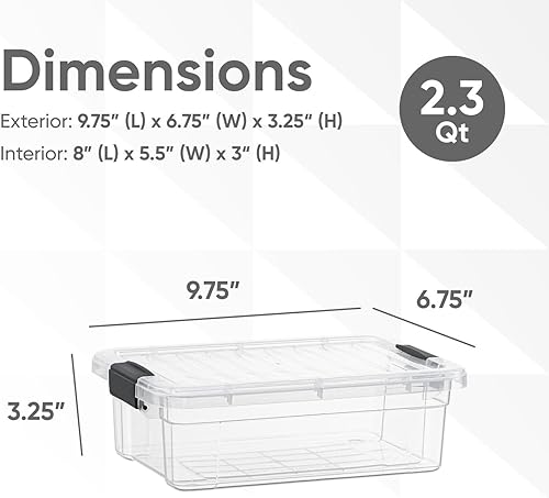 Miniatura 2 de Superio Contenedores de almacenamiento transparentes con tapas, caja de almacenamiento apilable con pestillos y asas, extra pequeños, paquete de 2