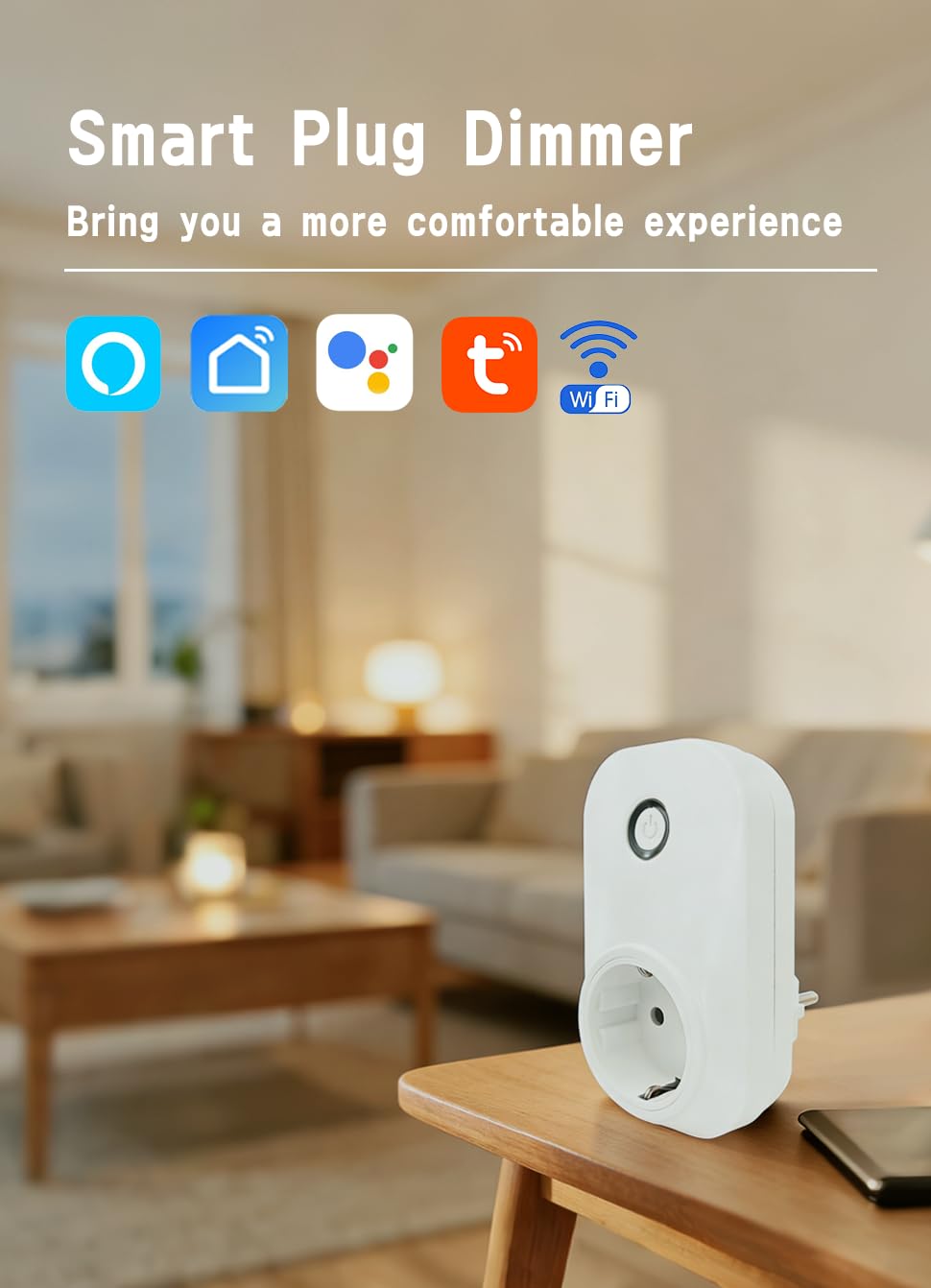 Presa intelligente Wi-Fi per dimmer | Controllo vocale e app | Compatibile con Smart Life|Nessun hub richiesto | Adatto per lampade LED dimmerabili esistenti