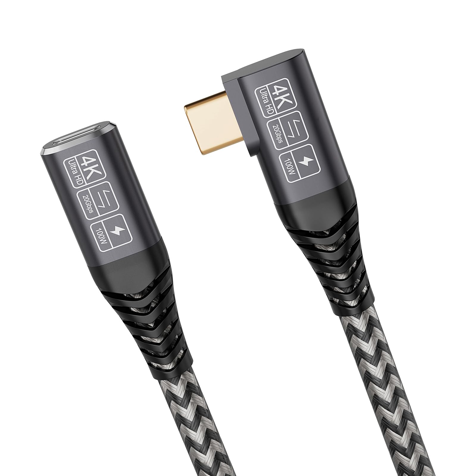 CAKOBLE usb c verlängerung 0,5m 20Gbps 100W/5A,USB C Kabel Verlängerung Unterstützt USB 3.2 Gen2， USB 3.1, USB 3.0, 4K @ 60Hz Kompatibel USB C Hub/USB C ladegerät usb c verlängerung 90 grad