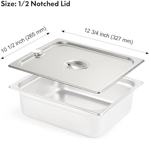 Miniatura 3 de CURTA Paquete de 6 bandejas para mesa de vapor ranuradas de 12 tamaño, tapa con asa, NSF, cubierta para sartén de hotel, cubierta para bandeja de