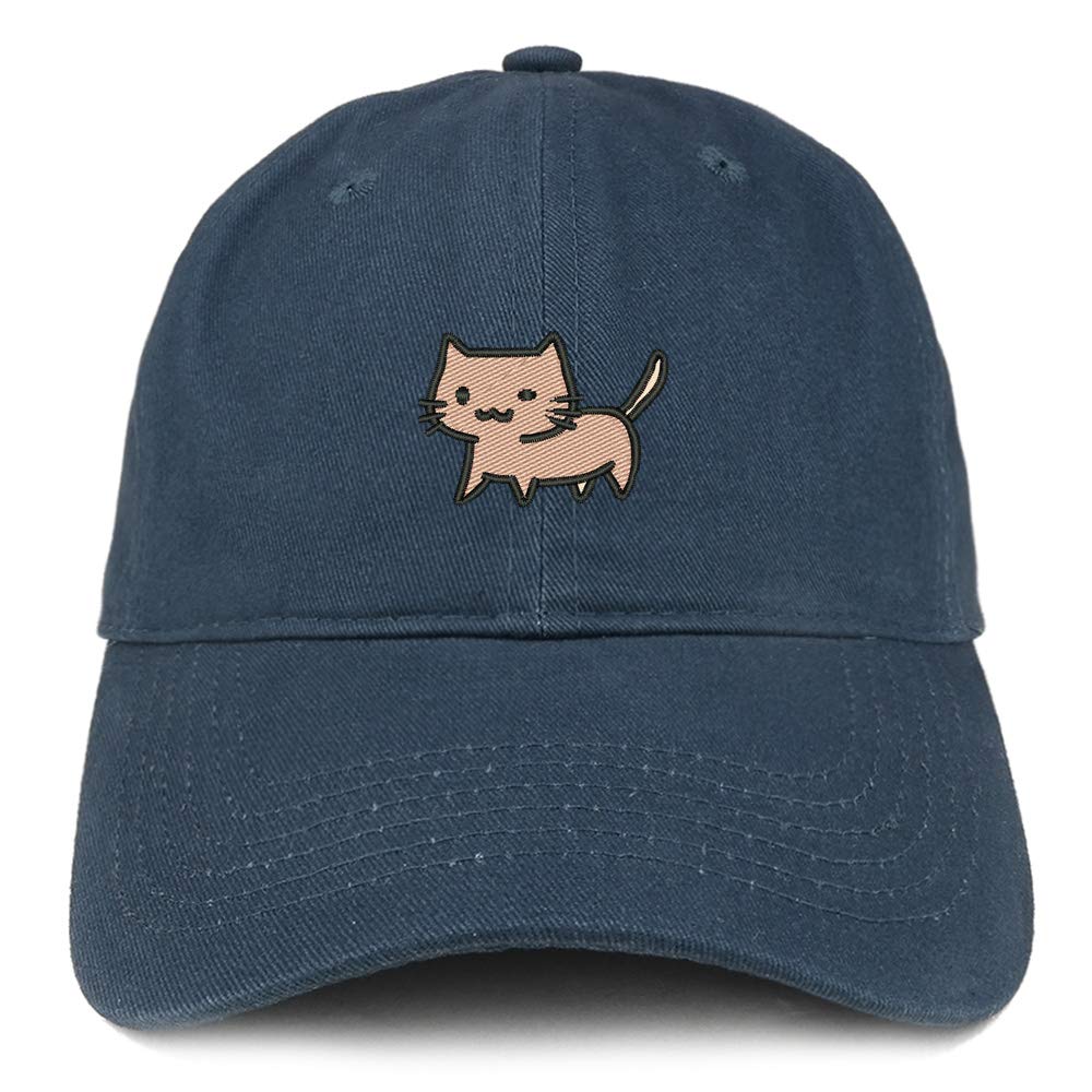 Trendy Apparel Shop Little Kitty Cat Embroidered Unstructured Cotton Dad Hat