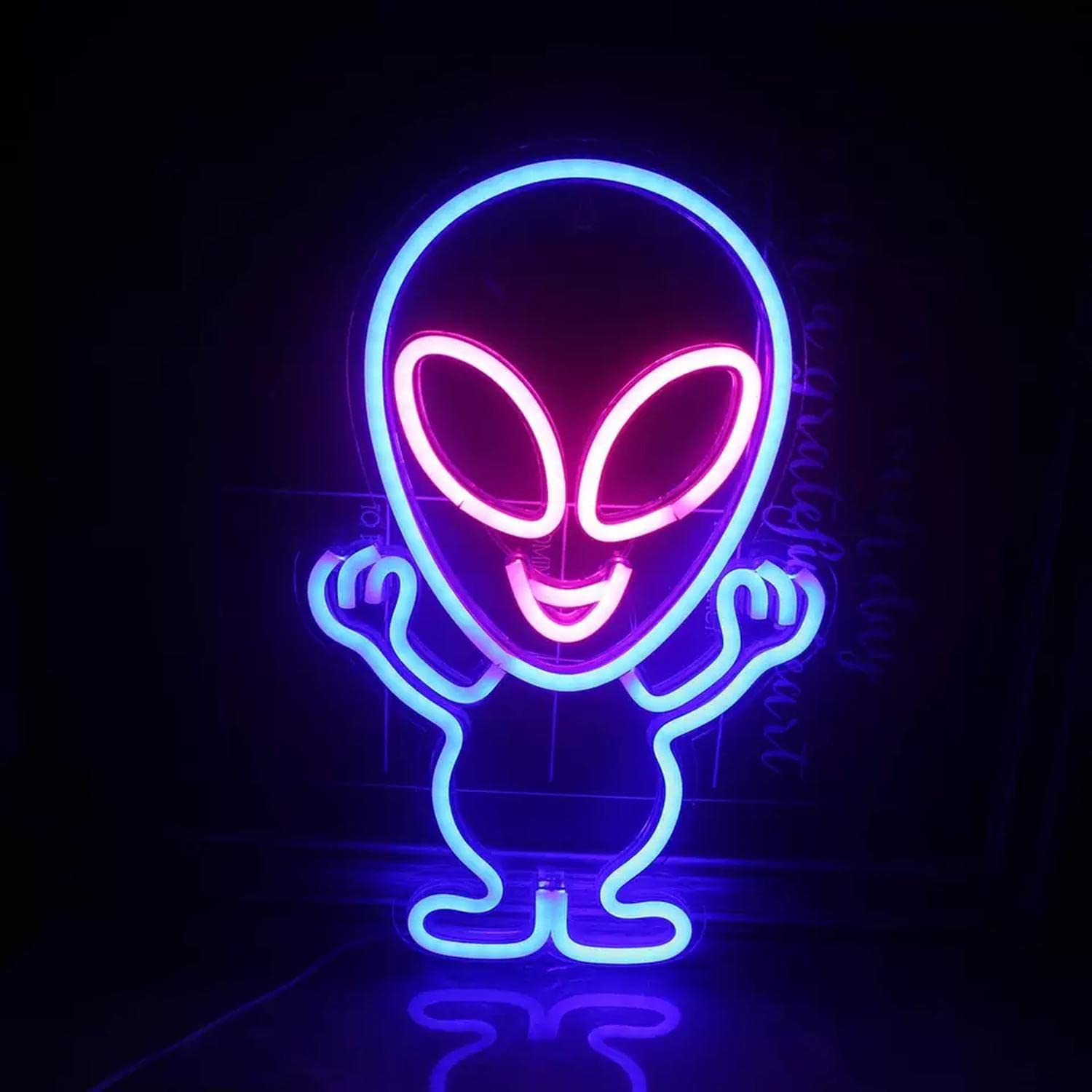 Alien blau Neonlicht LED Neon Schild Licht Lampe Kunst Party Wand Dekoration Weihnachten Nachtlicht Gaming Setup Streamer Hintergrund Beleuchtung dekorative Wandleuchte Astronaut Space Marsmännchen