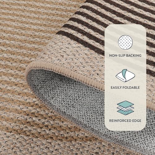 Image of Lahome Enfys Modern Rainbow Easy Jute Rug, 2x6 Kitchen Runner Washable Rug Runners for Hallways Farmhouse Carpet, Non Slip Indoor Outdoor Runner Contemporary Door Mat for Laundry Porch