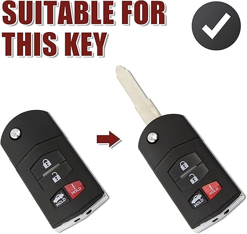 Miniatura 9 de uxcell Nuevo Smart Remote Flip Key Fob Shell Case 4 Botón para Mazda 3 5 RX-8 CX-7 CX-9 2007-2010