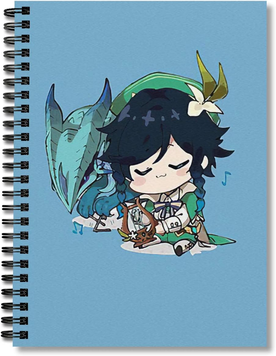 Spiral Notebook Genshin Impact Venti Playing Music For Dvalin Stormterror Composition Notebooks Journal With Premium Thick Fishing Log Paper