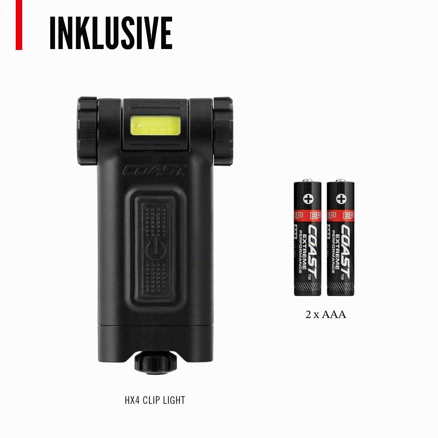 Coast HX4 80 Lumen Dual-Color (Rot/Weiß) Magnetisches LED Klammerlicht mit Strahlrotation, Schwarz