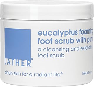 LATHER Eucalyptus Foaming Foot Scrub with Pumice Stone | Skin Care | Exfoliating Foot Scrubber | Foot Spa Self Care | Pedicure Foot Spa | Foot Care | Shower Foot Scrubber | Cracked Heel Repair | 4 Oz