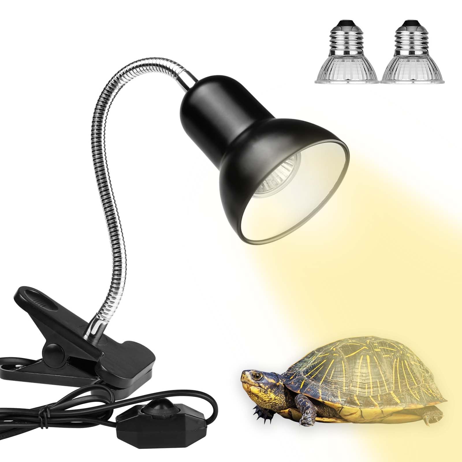 MetalNuts Tortoise-Spotlight-Terrarium Tortoise Heat Lamp, 2 Bulb 25W 50 W UVA UVB Light Lamp