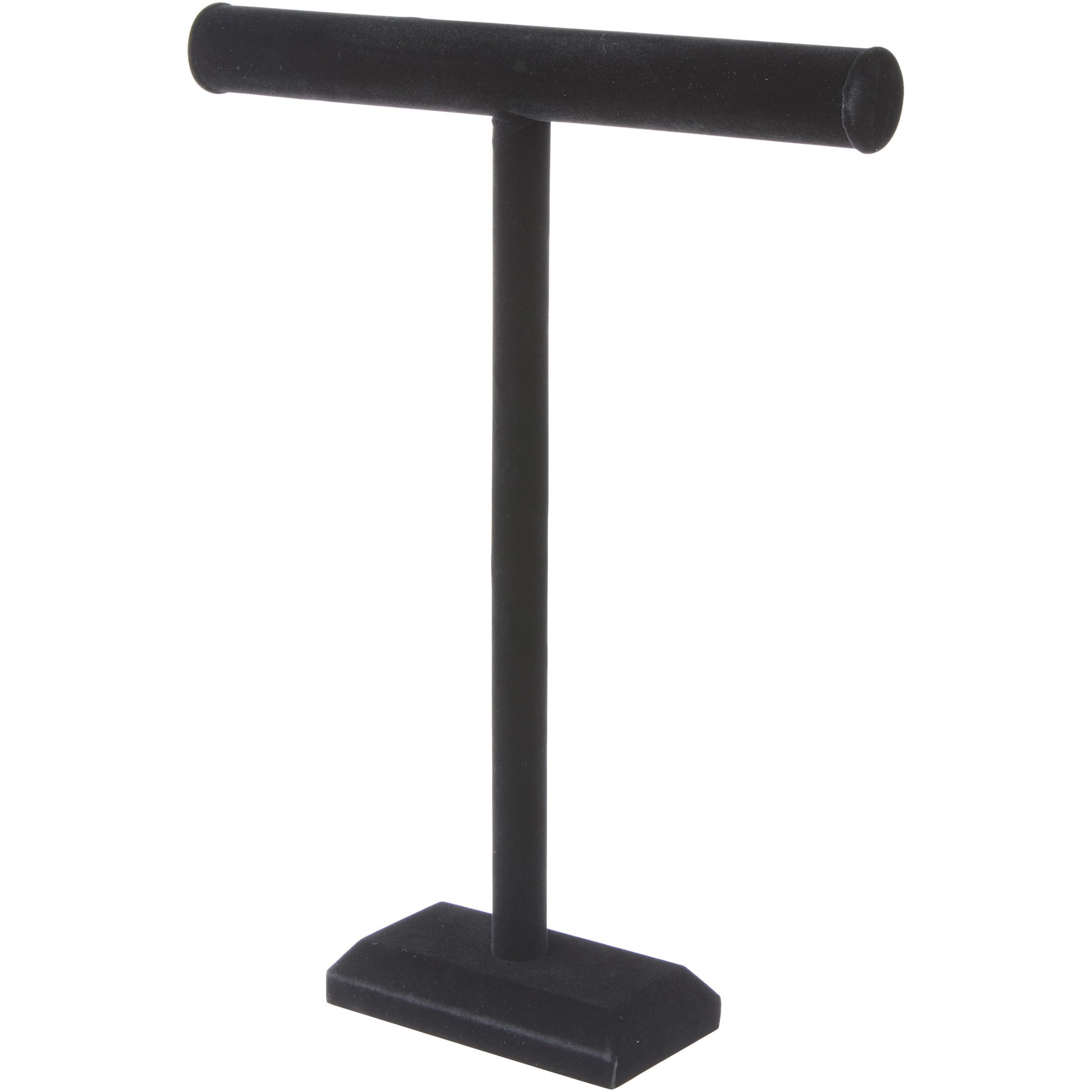 Plymor Black Velvet TBar Necklace Display Stand, 14" W x