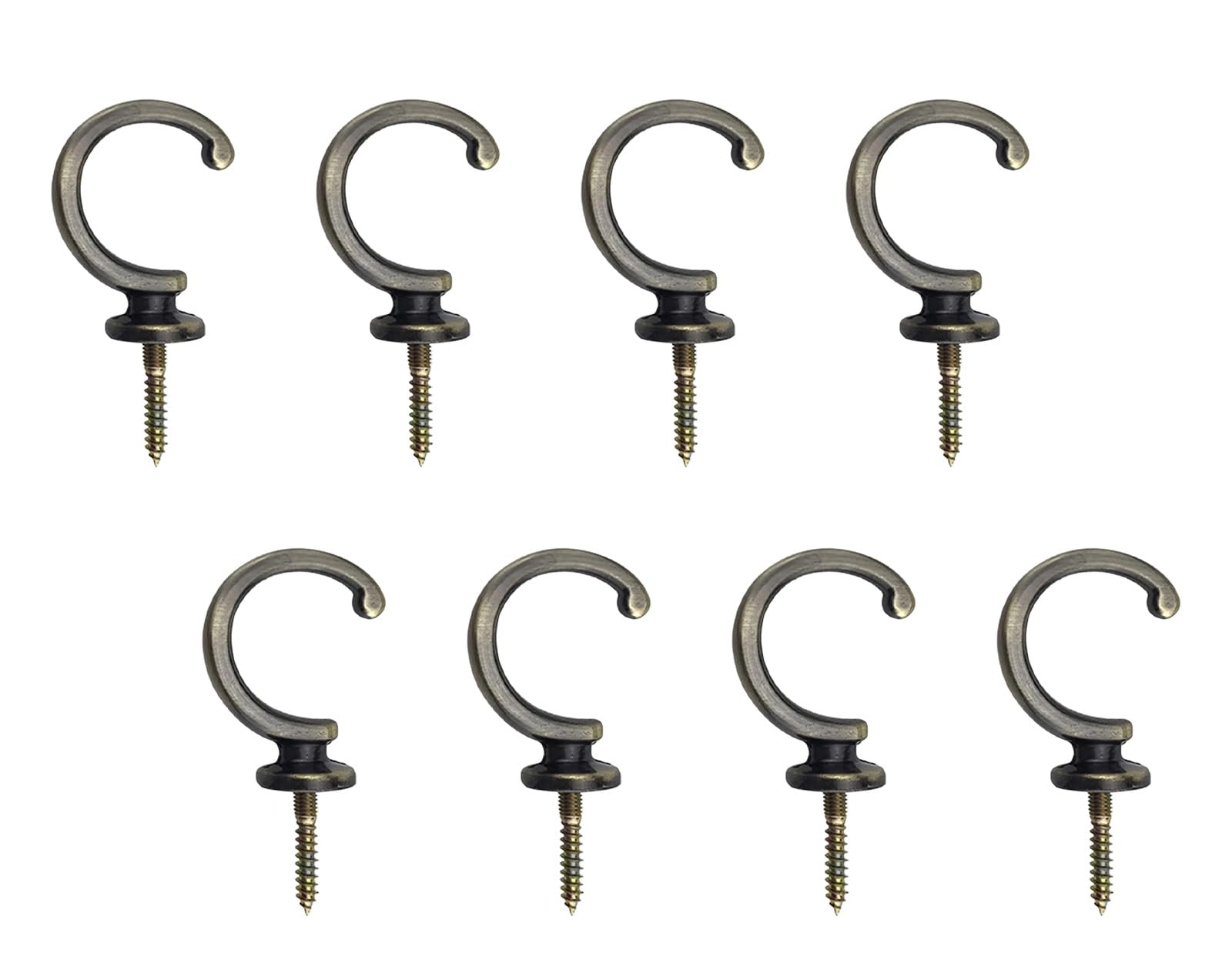 INCREWAY Ceiling Cup Hooks,8Pcs Antique Zinc Alloy Screw-in Hooks Vintage Wall Ceiling Screw Hooks for Hanging Curtains Cup Jewelry(Antique Bronze)