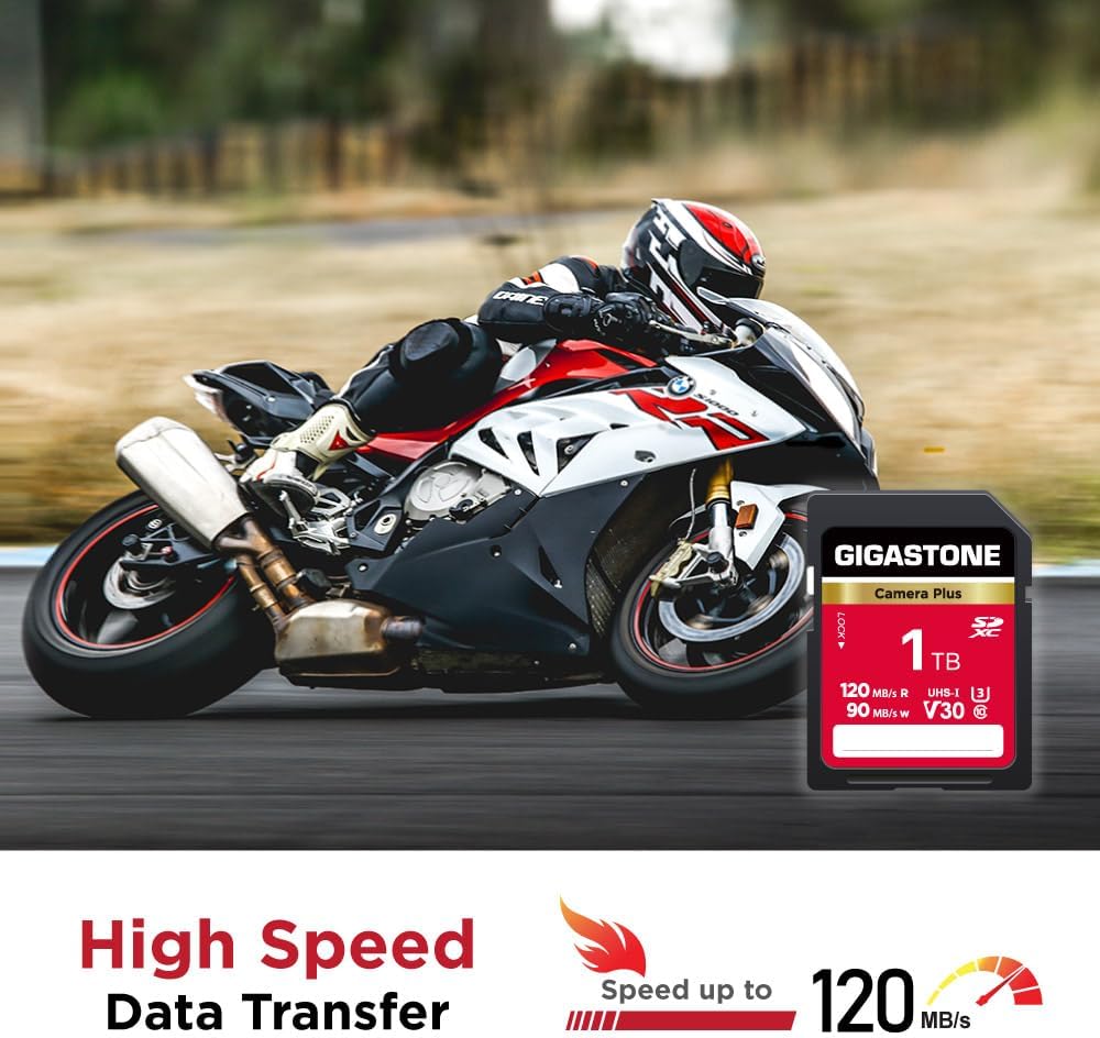 GIGASTONE 1TB SD Card, Camera Plus, V30 SDXC Memory Card High Speed UHD Video Compatible with Canon Kodak Olympus Digital Camera, with 1 Mini case