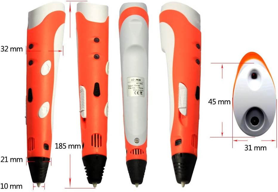 3D Drawing Pen with 3 Free 1.75mm Filament Starter Pack (Orange)