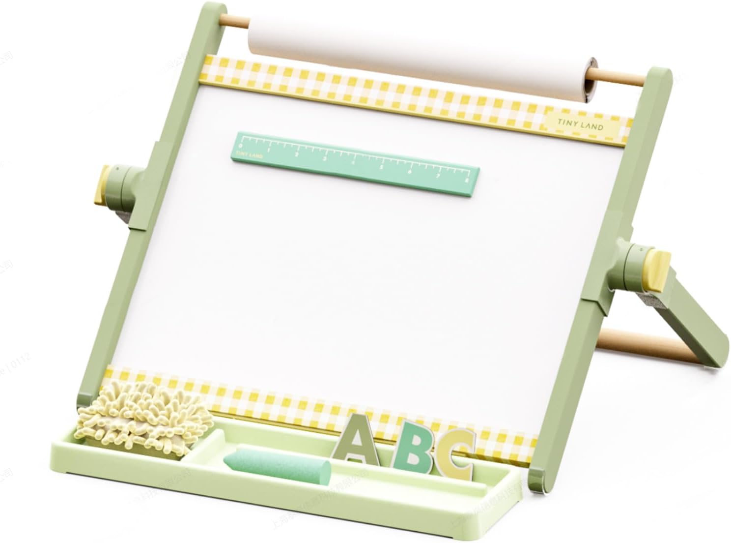 Kids Art Easel Magnetic Whiteboard & Chalkboard, Adjustable Foldable Drawing Board with Storage Tray & Accessories Set Green