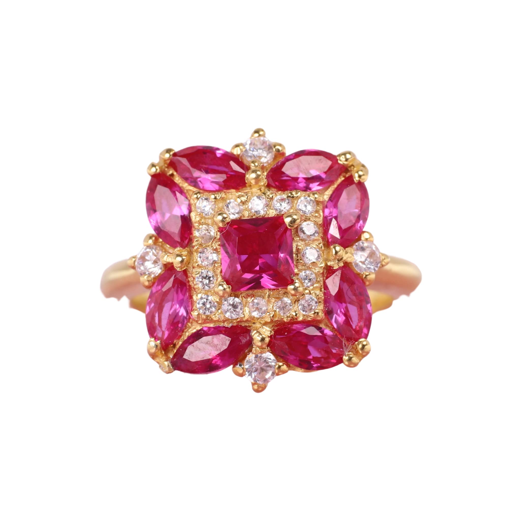 Vintage Ruby Engagement Ring Promise Bridesmaid Jewelry Art Deco Women Ring Floral Design Wedding Ring July Birthstone BY CHIRAG GEMS JEWEL