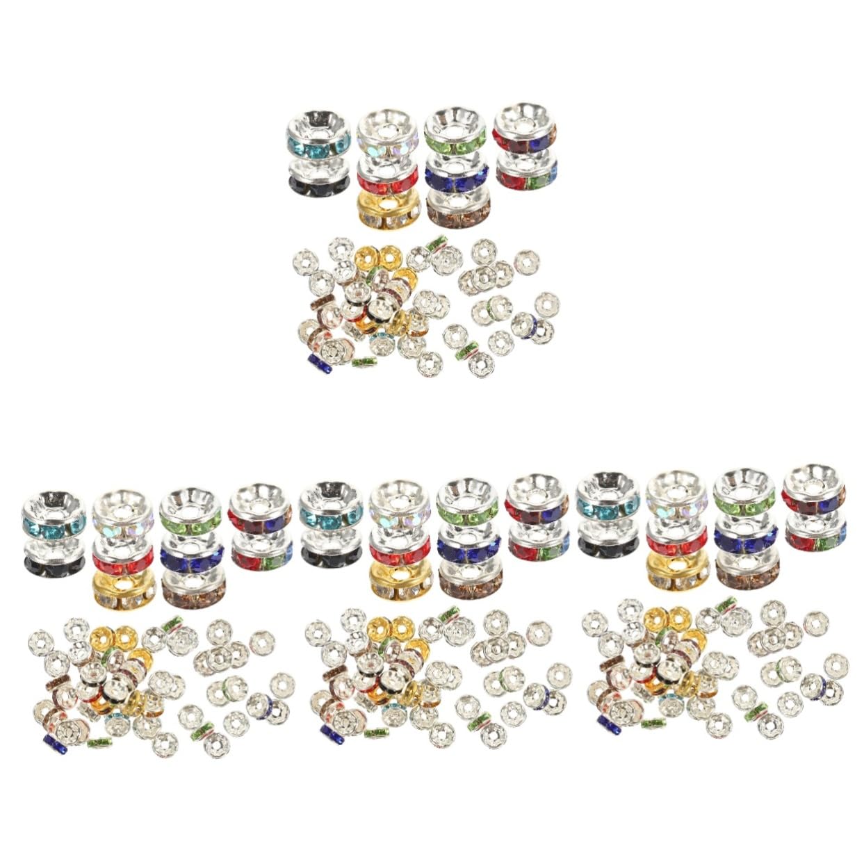 Lurrose 1200stücke Armband Spacer Perlen Rhinestone Zwischenperlen Für Schmuckherstellung Lose Bastelperlen Bastelmaterialien Für Ohrringe Und Mischfarbig