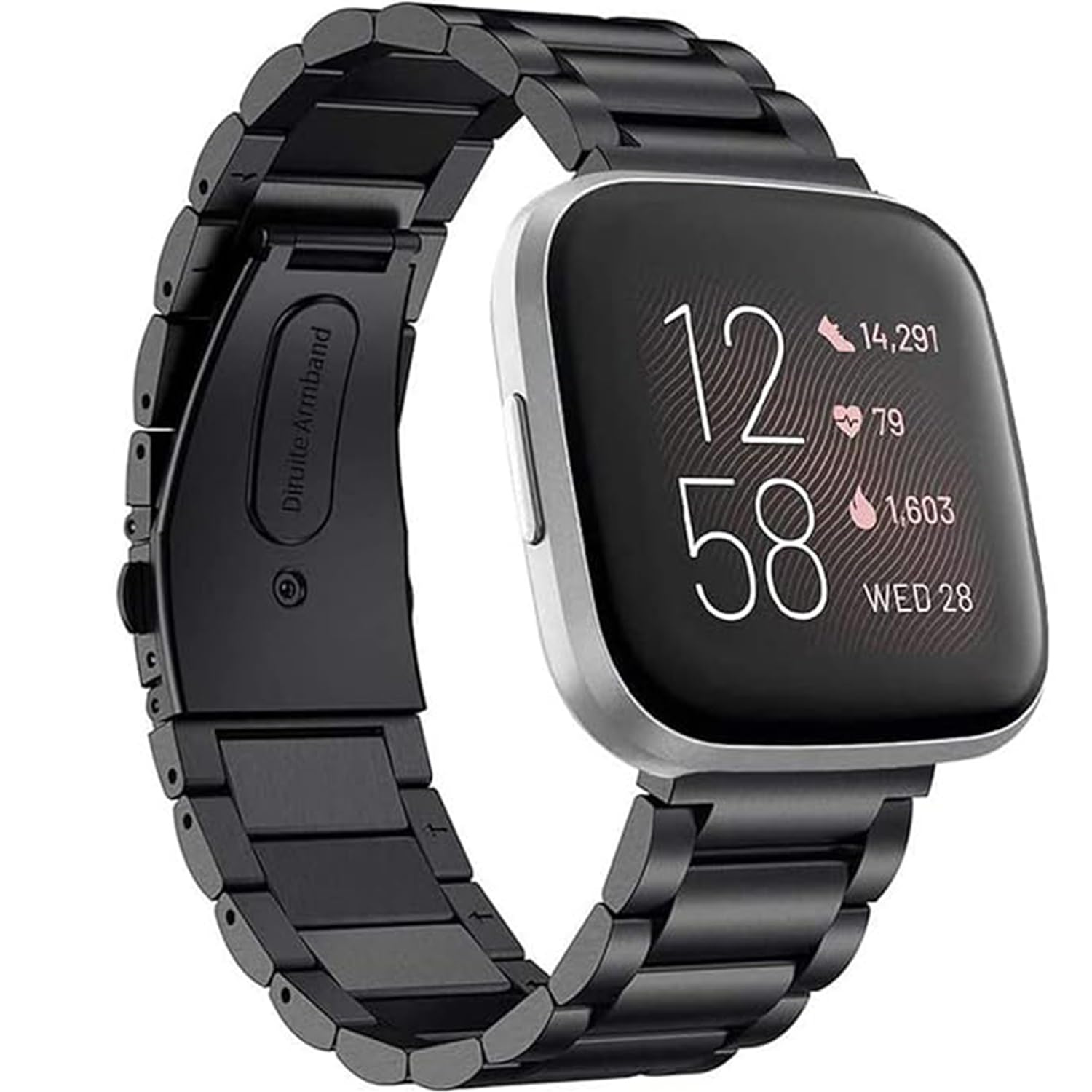 TASLAR Solid Stainless Steel Metal Replacement Strap Wrist Band Business Bracelet Accessory with Adjuster Compatible with Versa 2 Smartwatch, Black (ONLY Compatible with VERSA 2) (B09QZX74XT) Amazon Price History, Amazon Price Tracker