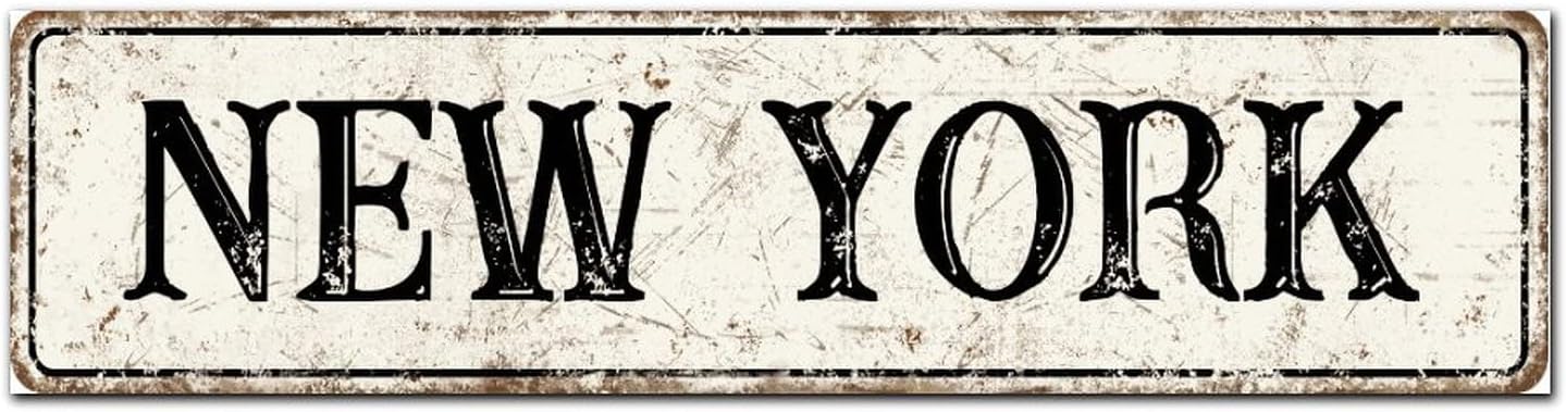 Madcolitote Ancient Retro New York Wood Sign New York Street Signs Customized Rustic Wooden Wall Art Farmhouse Wall Decor Kitchen Wall Hanger Retro Decoration Sign Housewarming Gift 6x24in
