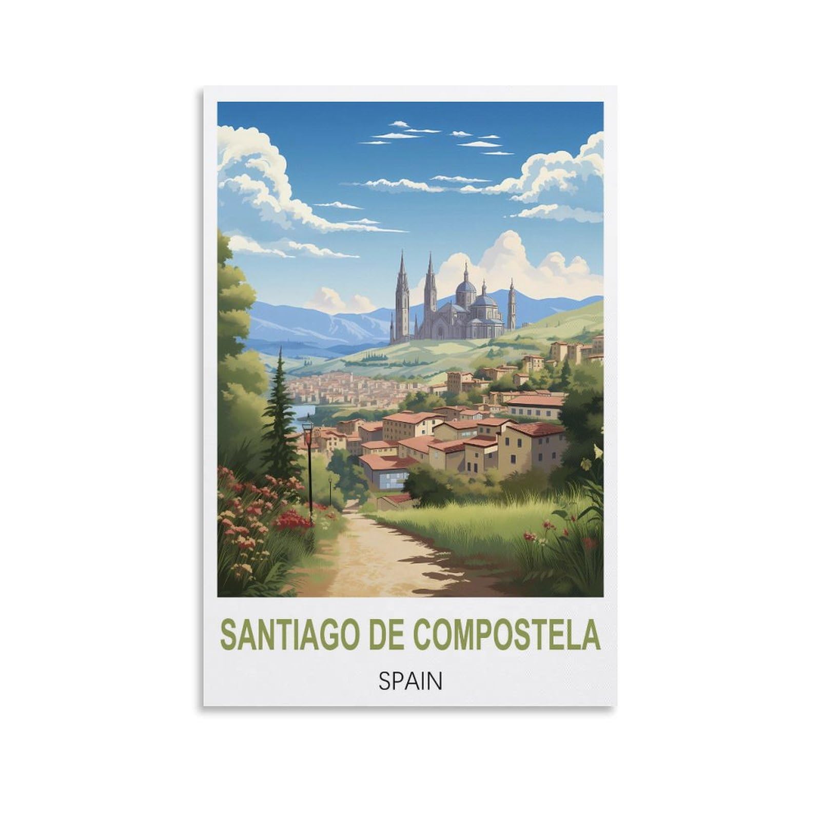 Metal Tin Sign Santiago De Compostela Spain,Art Plaque Poster Wall Decor for Home Tool Room Bar Club Restaurant Cafe 15x30cm