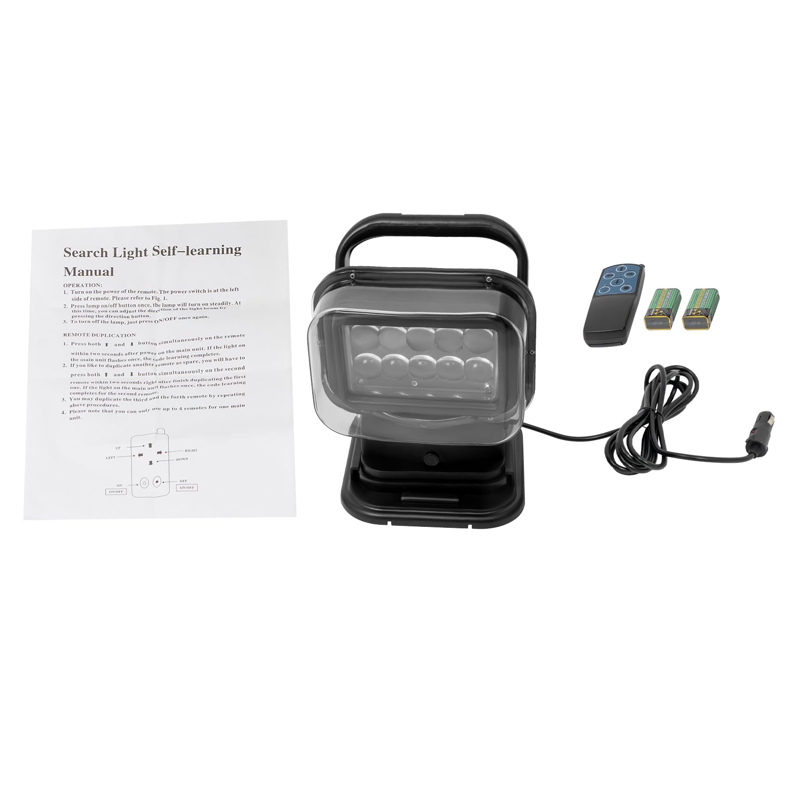 Faro da lavoro a LED, 50 W, 8000 lm, IP67, con telecomando, orientabile a 360°, base magnetica per auto, barca, campeggio, 9 – 32 V DC telecomandabile