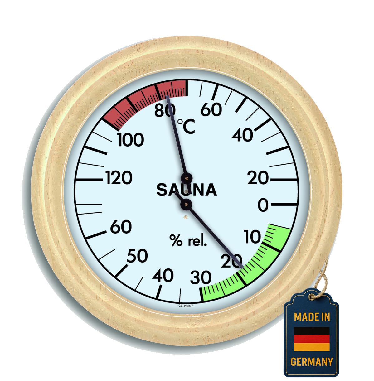 TFA Dostmann Analogowy termometr, higrometr do sauny, z drewnianą ramą, temperatura, wilgotność powietrza, odporny na wysokie temperatury