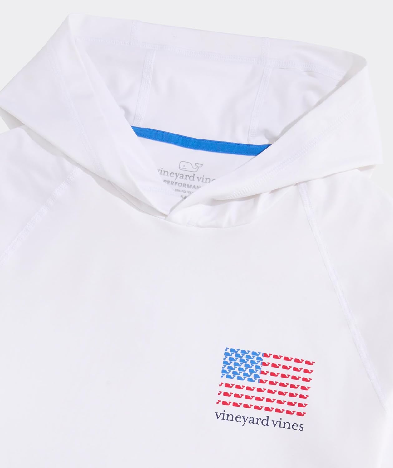 Vineyard Vines Men's Micro Whale Flag Long-Sleeve Harbor Performance Hoodie Tee