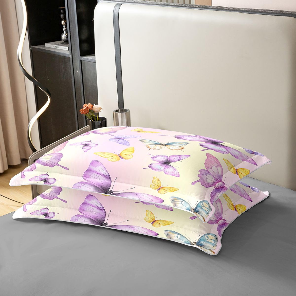 Homewish Król motyli zestawy poszewek na kołdrę dla dzieci nastolatków dorosłych, niebieski fioletowy motyl bawełna pościel elegancka poszewka na kołdrę z motywem dzikiej przyrody gradientowy