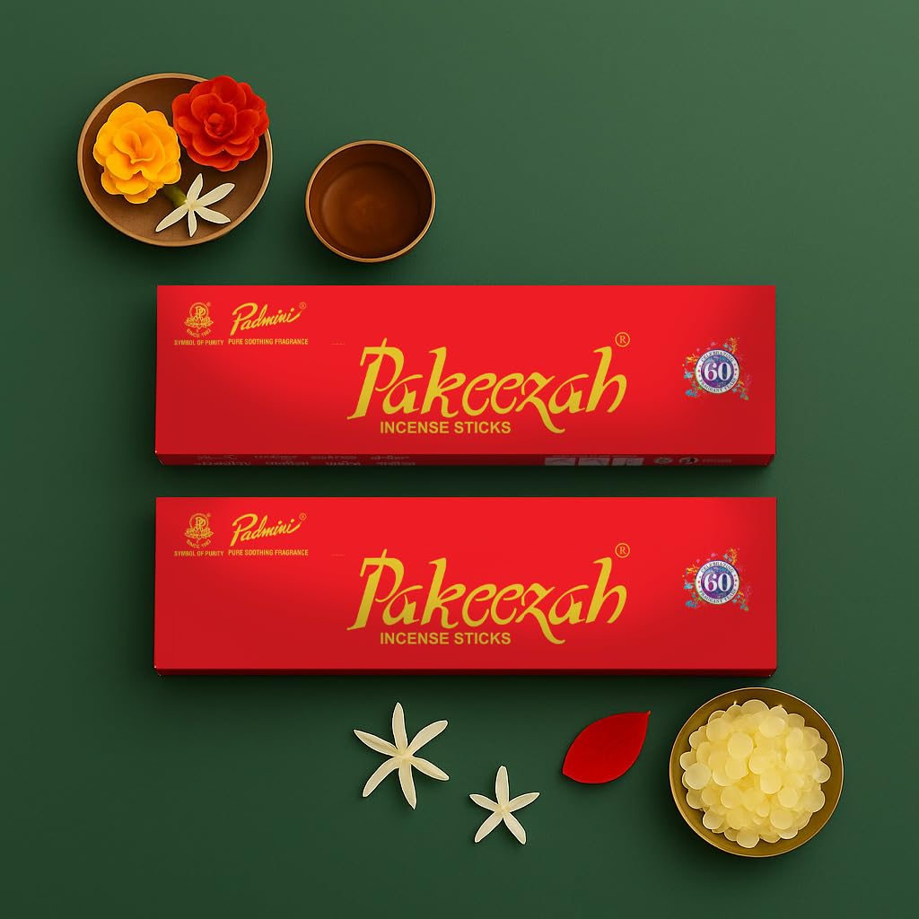 Padmini Pakeezah Incense Combo | Pack of 2 | Premium Low-Smoke Floral Incense for Pooja, Meditation & Relaxation | Ambery Aromas for Daily Calm – 80 Sticks-image-21