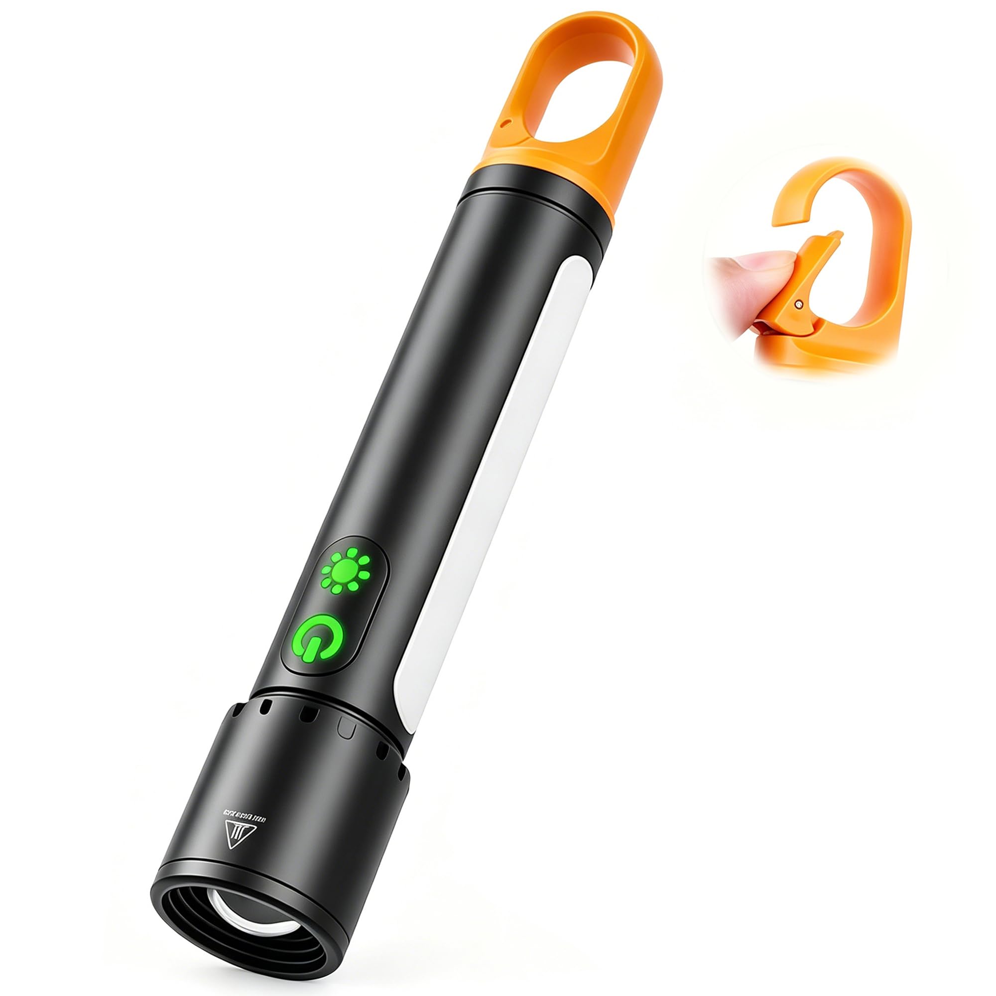 Lumive Black Rechargeable Torch Led Super Bright, Magnetic Camping Torch With Tail Hook And Cob Work Light, Zoomable Torches Battery Powered, Flashlight For Dog Walking And Emergencies