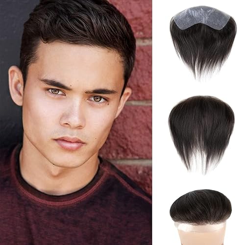 Miniatura 10 de Lordhair Hairpiece frontal tipo tupé de línea capilar para hombre, sistema de cabello 100% europeo en forma de V, sistema de reemplazo de línea