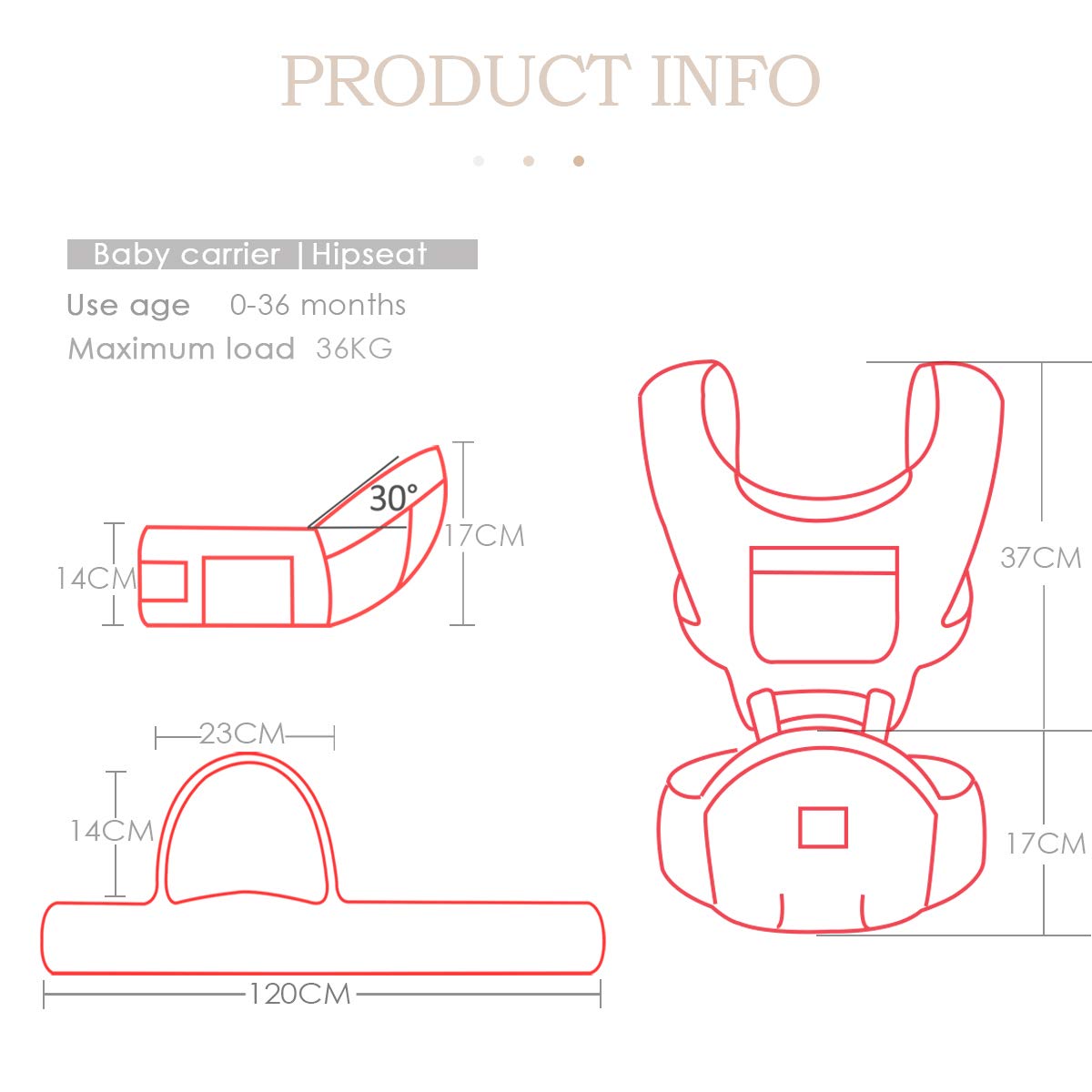 SONARIN 3 in 1 Multifunzione Hipseat Marsupio Baby Carrier,Porta bebè,Portantina per bebè,Tutte le stagioni,Ergonomico(Grigio)