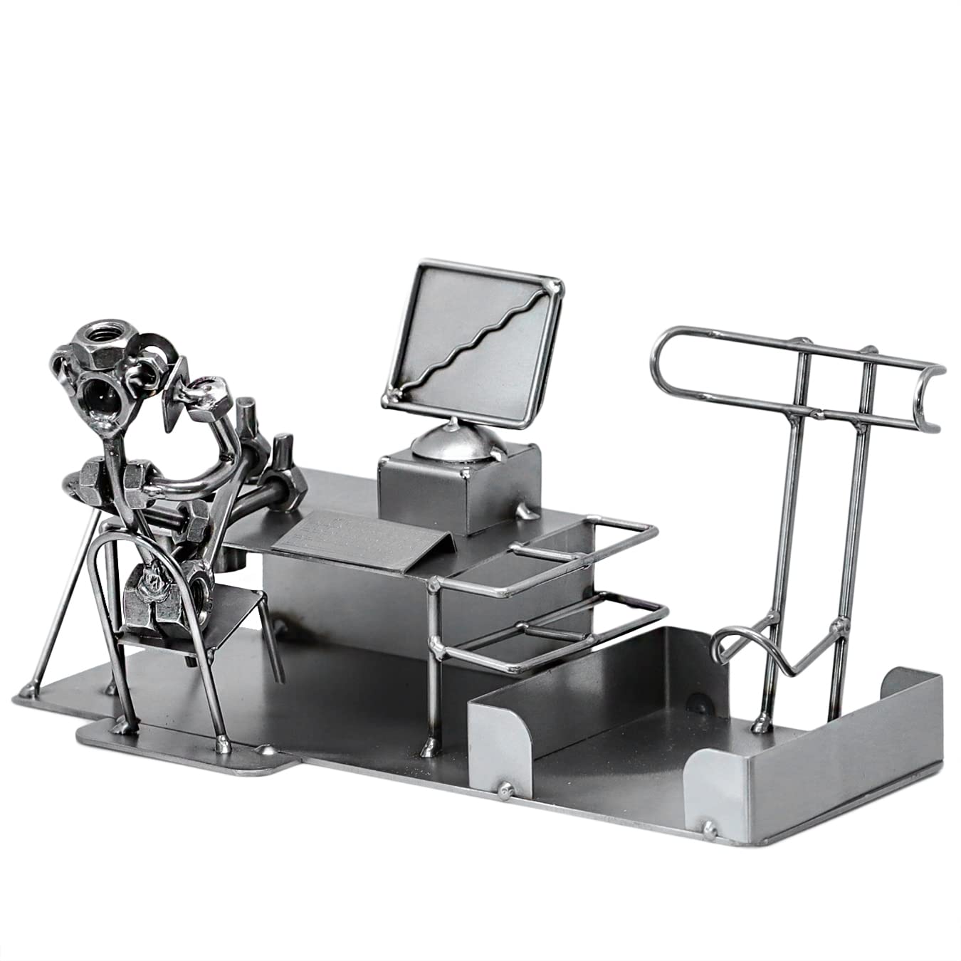 Schraubenmännchen BÜRO PC Schreibtisch Organizer Handyhalter Visitenkartenhalter Stiftehalter Zettelbox Handarbeit Geschenkidee Metallmännchen Stahlfigur - Deko für Büro & Zuhause