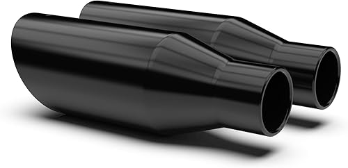 Miniatura 6 de Puntas de escape cortadas en ángulo de polvo negro de 2 12 pulgadas de entrada, 12 y 18 pulgadas de longitud, paquete de 2 unidades, negro, (Black