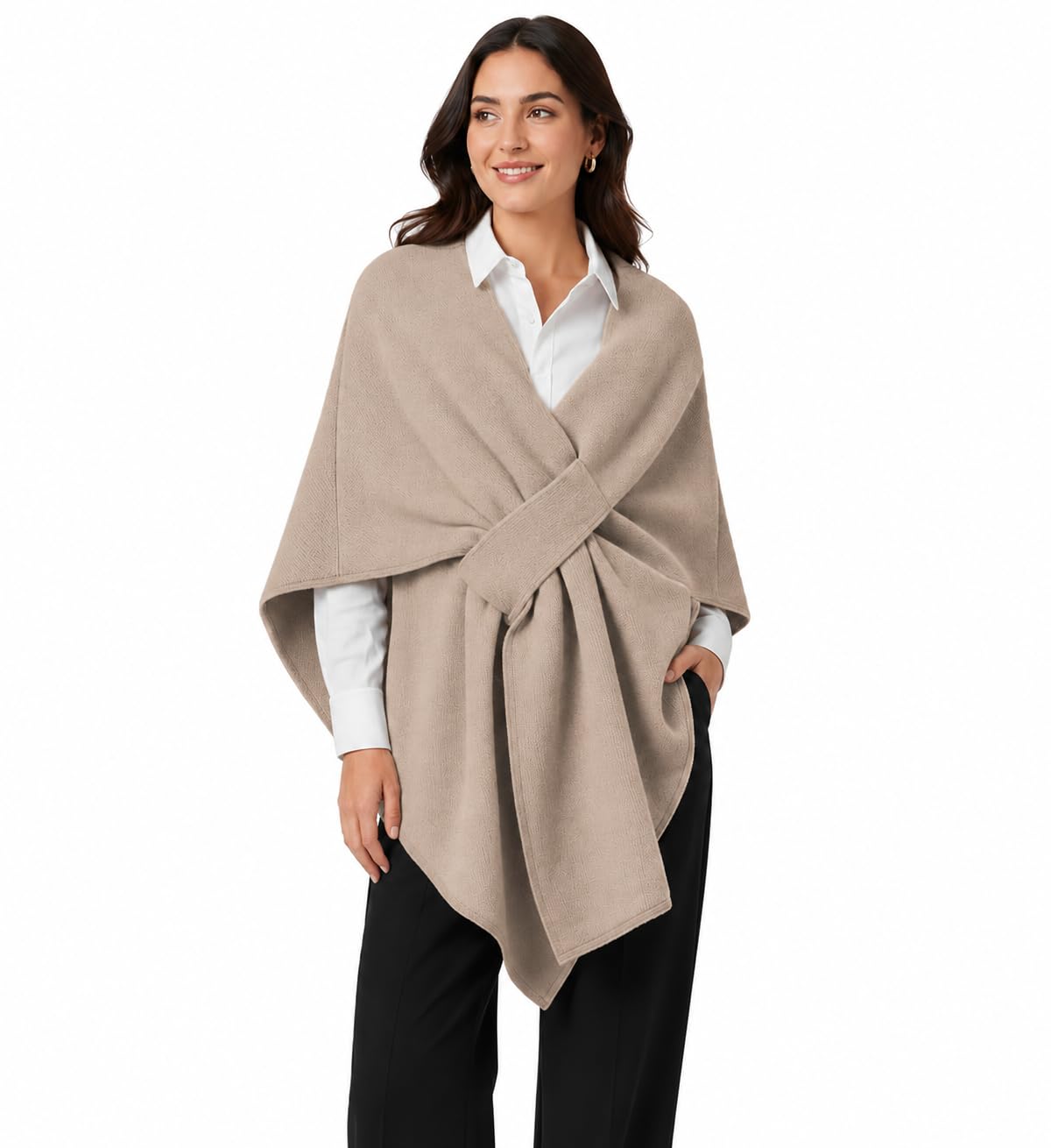 Alpenfaser Langer Poncho Schal mit Schlaufe für Herbst und Winter | Poncho Damen und Strick Ponchos & Capes für Damen mit weichem Tragegefühl, elegantem Fall und vielseitigem Styling.